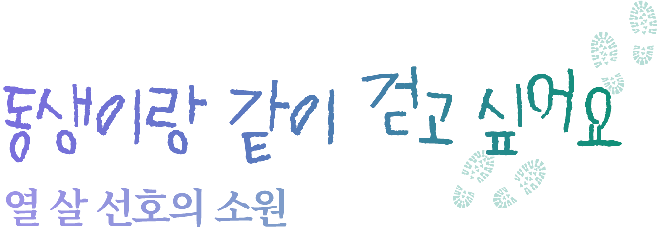 동생이랑 같이 걷고 싶어요. 열 살 선호의 소원
