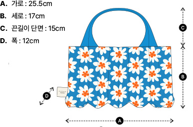 지구꽃사진 상세 사이즈 : 가로 : 25.5cm, 세로 : 17cm, 끈길이 단면 : 15cm, 폭 : 12cm