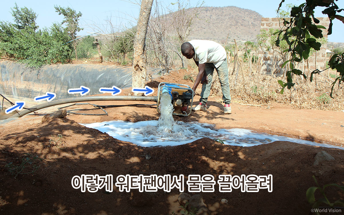 이렇게 워터팬에서 물을 끌어올려